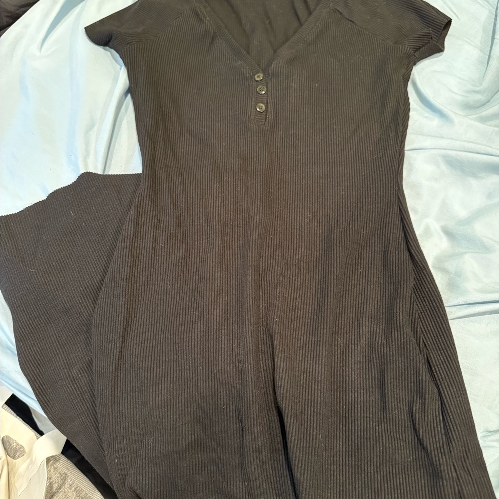 Zara Black Ribbed Maxi Dress